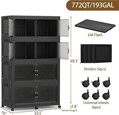 SAILUN 190Gal/760Qt Stackable Storage Bins Folding Collapsible Storage Bins - Image 4
