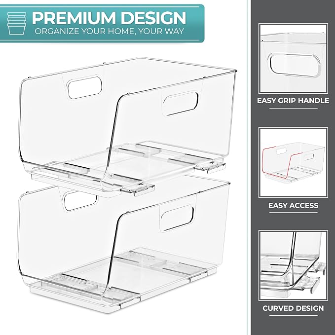 Sorbus Stackable Storage Bins Open Front - Image 4