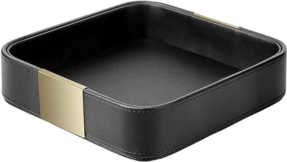 SANZIE Luxury Leather Desktop Storage Small Catchall Organizer Decorative Tray by SANZIE