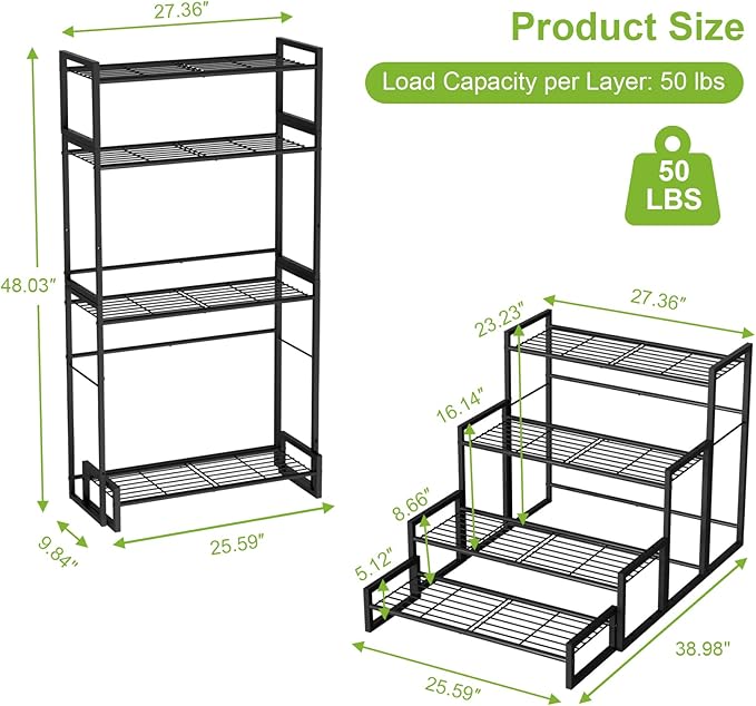 VyGrow Plant Stand, 4 Tier Widened Stackable Tiered Plant Stand, Upgraded - Image 3