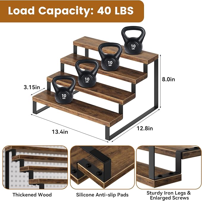 Wood Display Risers, 4 Tier 13.4IN Perfume Organizer Shelf - Image 4