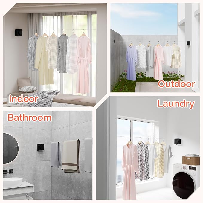 Retractable Clothesline Indoor, Non-Sagging Outdoors Clothesline Retracting - Image 7