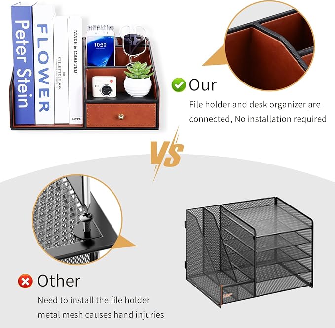 GORESE PU Leather Desk Organizer - Image 4