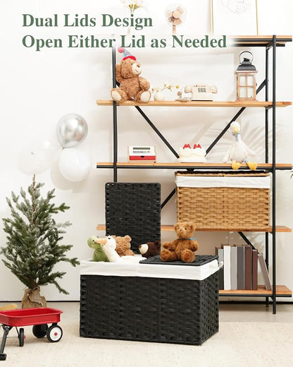 SETVSON Storage Basket with Lid PE Rattan Storage Basket 105L, 2 Removable - Image 5