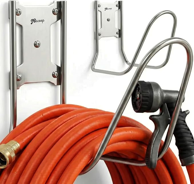 JBscoop Large Stainless Steel Hose Holder, Heavy Duty Hose Hanger by JBscoop