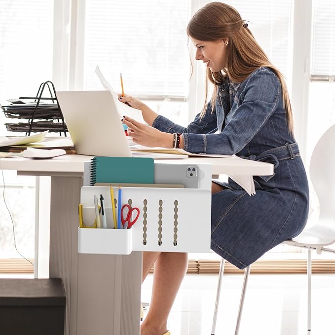 HAMOPY Desk Side Storage, Single-Layer Steel Hanging Desk Organizer - Image 8