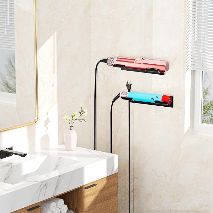 2 PCS Wall Mount Curling Iron Holder and Hair Tool Organizer - Image 7