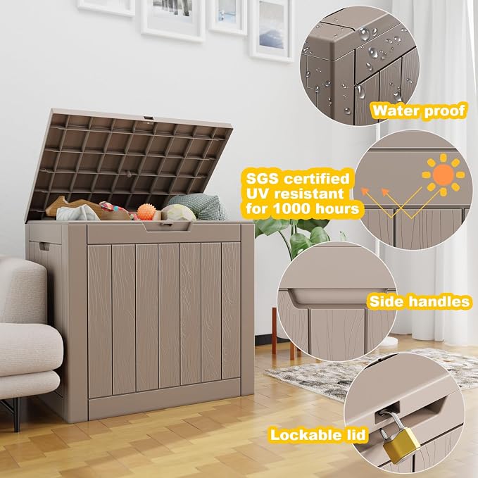 Vixzen 30 Gallon Deck Boxes Outdoor Waterproof, Lockable Storage Box - Image 2