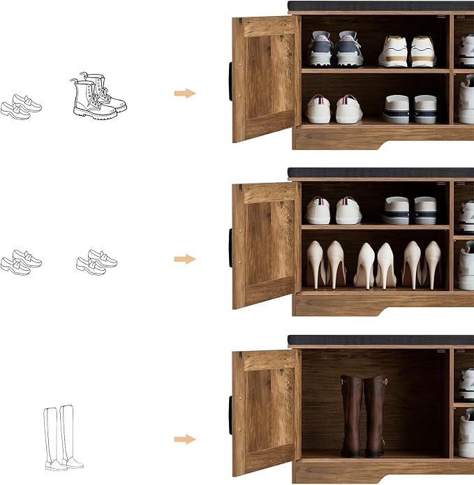 HOMSHO Farmhouse Shoe Storage Bench - Image 6
