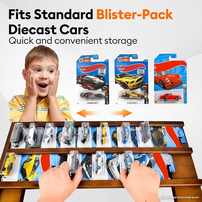 Storage Case Compatible with Hot Packaged Wheels Cars, Solid Wood Wall Mount - Image 5