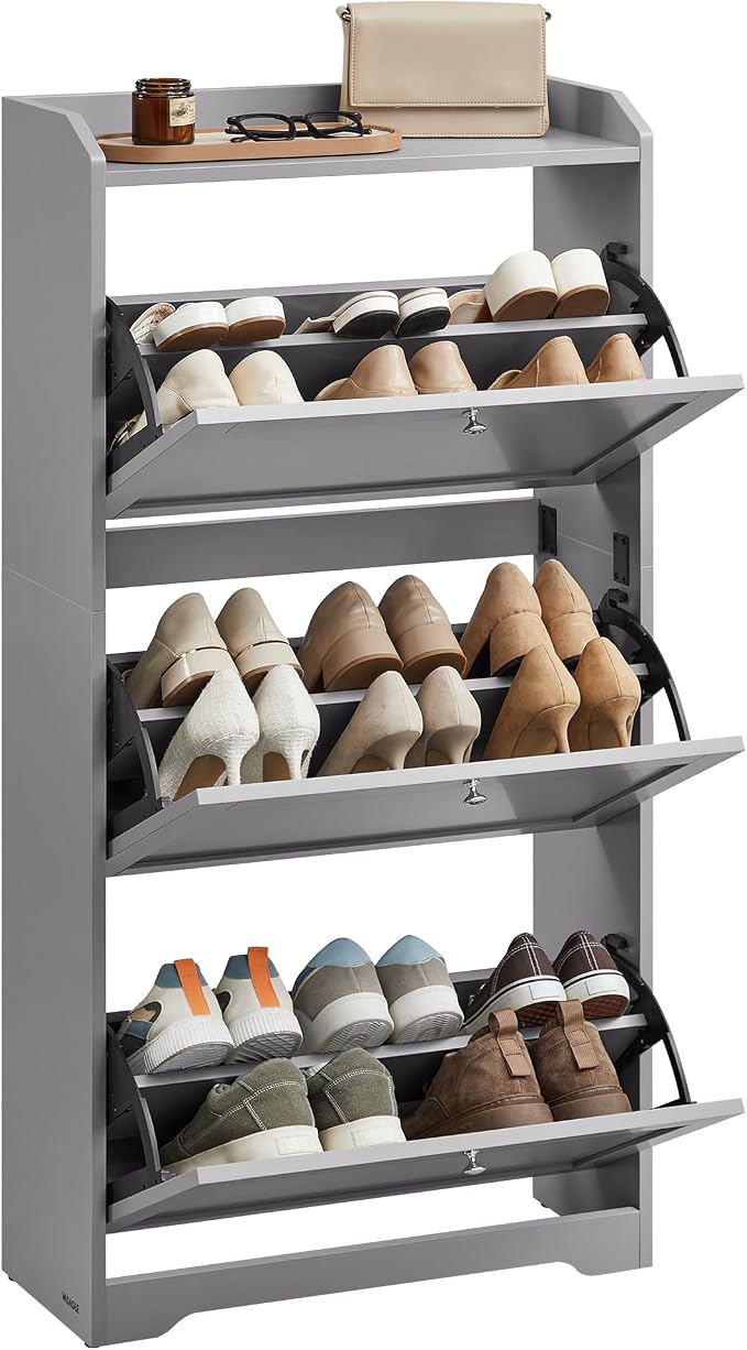 VASAGLE Shoe Organizer, Adjustable Dividers, Dove Gray | Adjustable and by Unknown