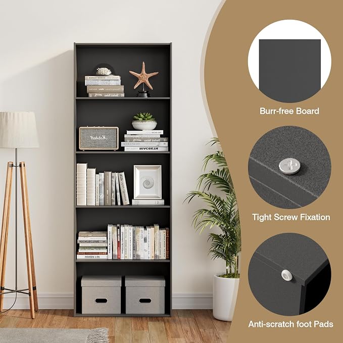 Tangkula 5-Tier Bookcase, 67” Tall Freestanding Bookshelf - Image 7