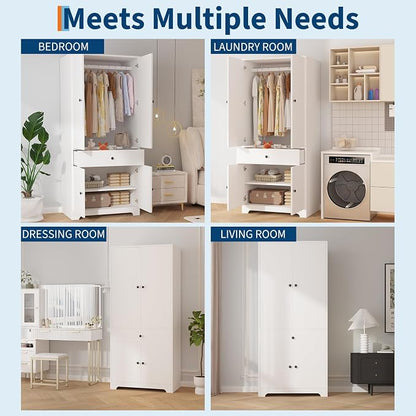 71" Armoire Wardrobe Closet, Bedroom Armoire Clothing Storage Cabinet | 1 - Image 6