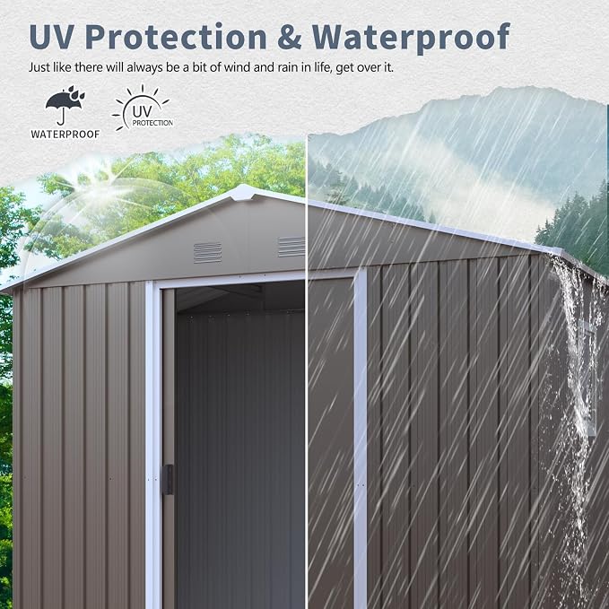 Outdoor Metal Storage Shed Window Ventilation Foundation Frame Waterproof - Image 8