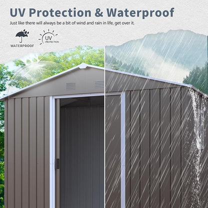 Outdoor Metal Storage Shed Window Ventilation Foundation Frame Waterproof - Image 8