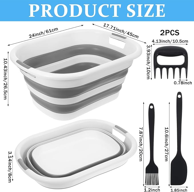 30L Collapsible BBQ Prep Tub, Outdoor Camping Grilling Tools Set - Image 2