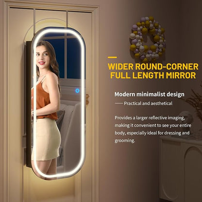 LVSOMT LED Mirror Jewelry Cabinet, Wall/Door Mount Jewelry Mirror Organizer - Image 8