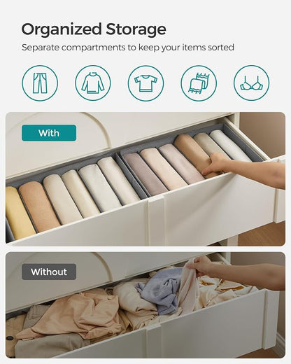 SONGMICS Set of 4 Large Size Wardrobe Clothes Organizers, 6-Compartment - Image 3
