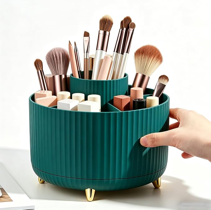 360 Degree Rotating Makeup Brush Holder Organizer Detachable Design 5 Slot Make by YZEASYPINK