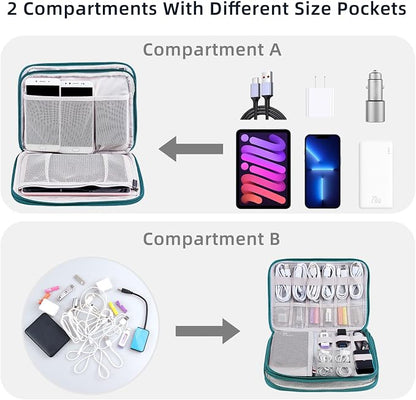 Electronics Organizer, Travel Cable Organizer Bag, Water Resistant Double - Image 2