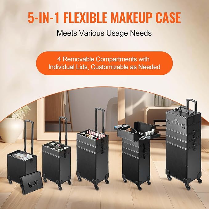 VEVOR Makeup Train Case Professional Makeup Storage Organizer Box Make Up - Image 3