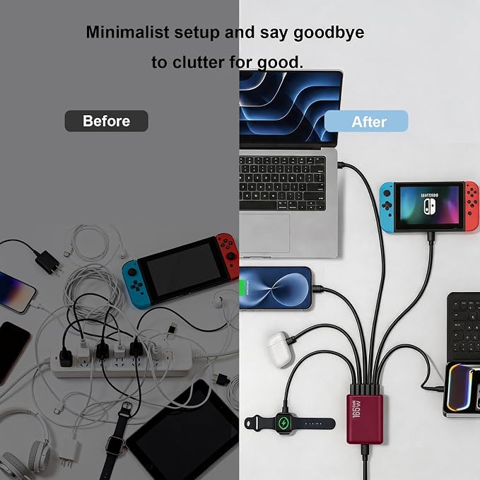 165W GaN USB C Charging Station, 6 Port Desktop Charger - Image 5
