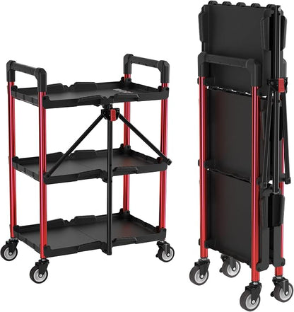 WORKPRO 3-Tier Collapsible Service Cart, 210 LBS Foldable Utility Service Cart by WORKPRO