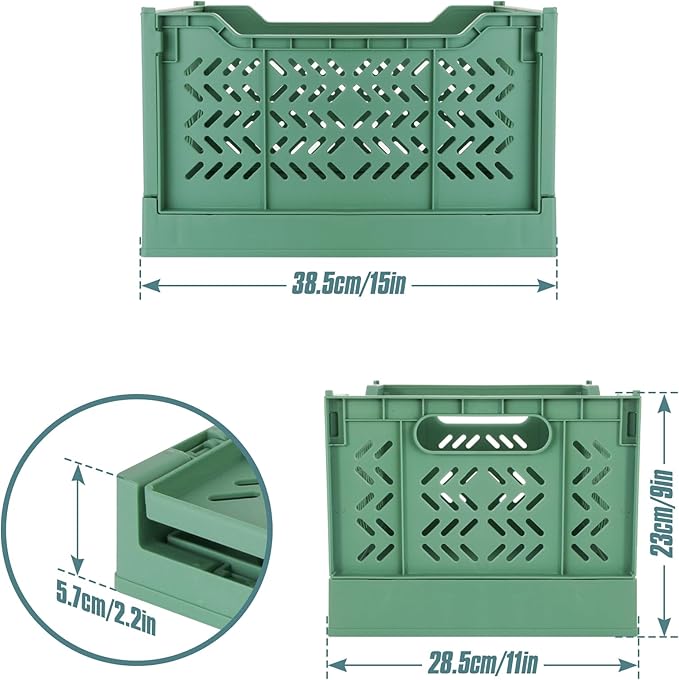 Domiella 2-Pack Crates for Storage, Storage Crates Plastic Stackable, Foldable - Image 2
