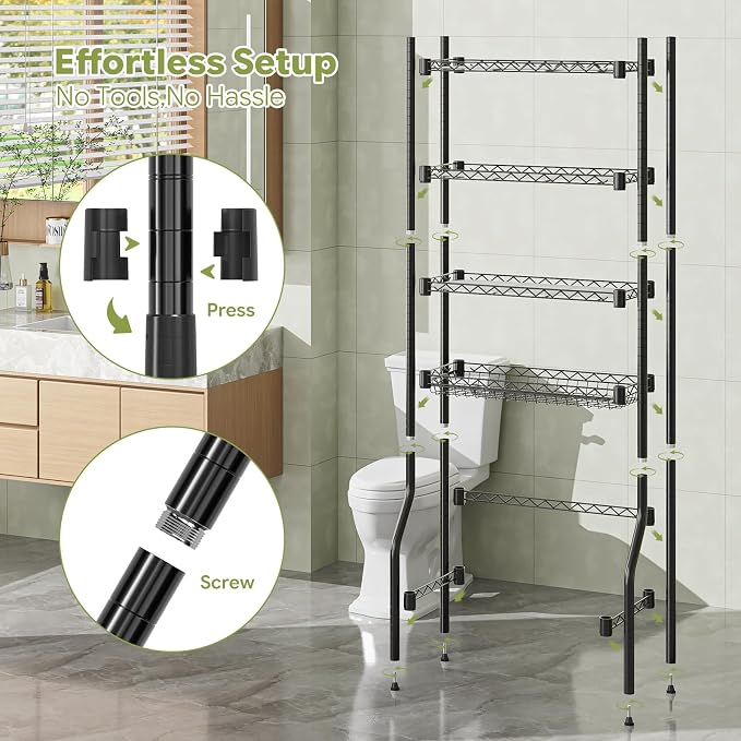 Simple Trending 4 Tier Over The Toilet Storage Rack, Bathroom Organizers and - Image 9