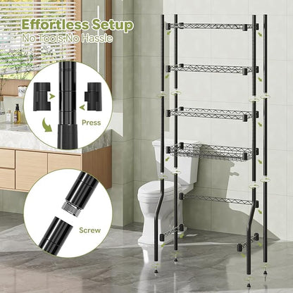 Simple Trending 4 Tier Over The Toilet Storage Rack, Bathroom Organizers and - Image 9