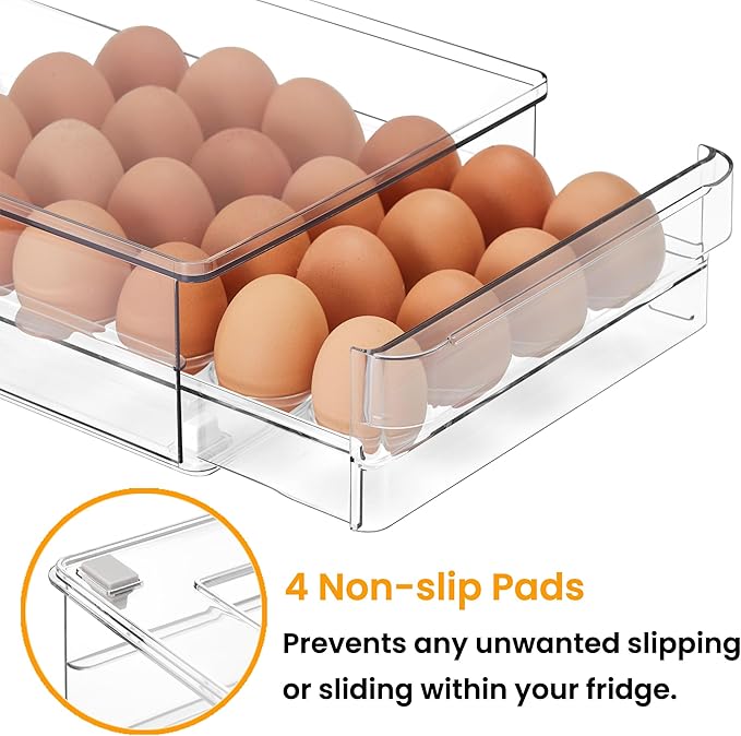 vacane 24 Egg Drawer for Fridge, Pull Out Egg Storage Container - Image 4