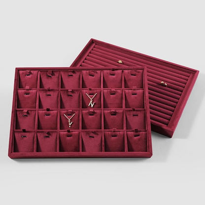 Velvet Necklace Display Tray, Stackable 24 Grid Insert Pendant Necklaces - Image 6