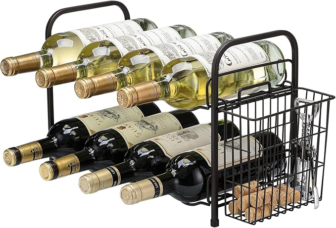 Wine Rack, 2-Tier 8 Bottles Wine Racks by Drincarier
