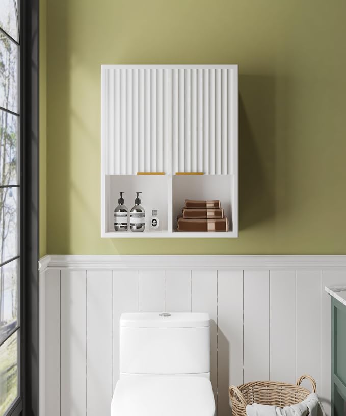 HAIOOU Fluted Bathroom Wall Cabinet - Image 2