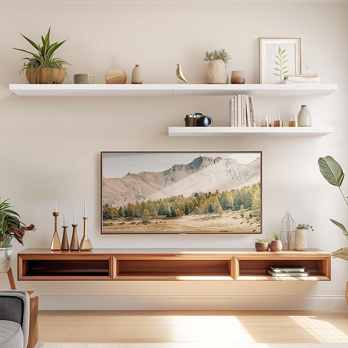 AMADA HOMEFURNISHING Floating Shelves Wall Mounted, 32 x 7 Inch Wall Shelves - Image 2