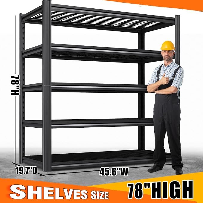 Set of 8 Garage Shelving-3000 lbs 5 Tier Storage Shelves, Adjustable Heavy Duty - Image 3