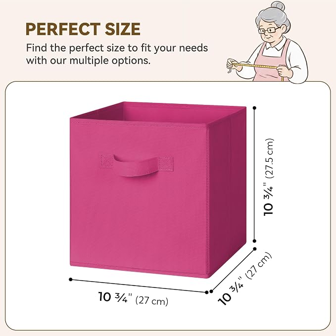 GRANNY SAYS 11 Inch Cube Storage Bin, Cube Organizer Bins, Rose Red, Sturdy - Image 6