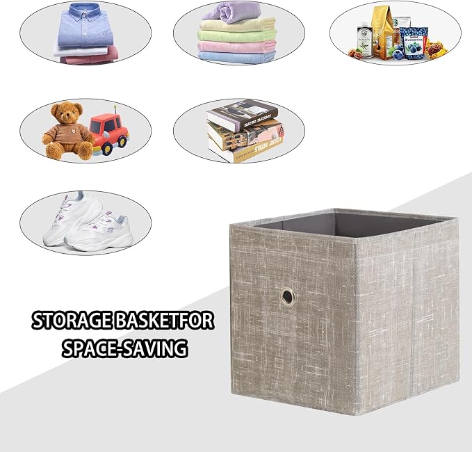Foldable Storage Cubes Bins, 11 Inch Cloth Storage Cube Fabric Storage Box - Image 3