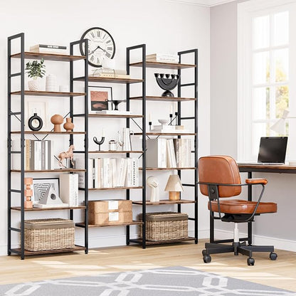 NUMENN Triple Column 6 Tier Bookshelf, Bookcase - Image 4