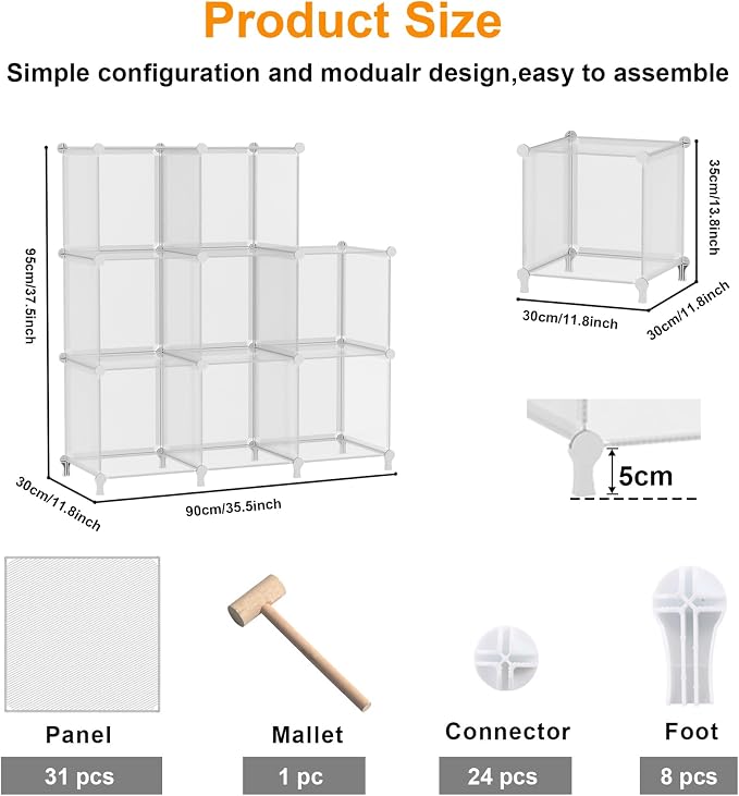 AWTATOS 8 Cube Storage Organizer, Closet Organizer Storage Shelf, Bookcase - Image 3