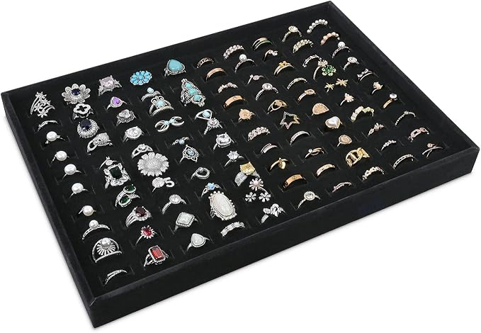 MOOCA 2 Pcs Set 100 Slots Ring Tray Display, Slotted Ring Showcase Display - Image 2
