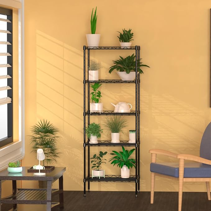 5 Tier Standing Metal Wire Shelving Unit, Adjustable Height, Storage Shelf Units - Image 6