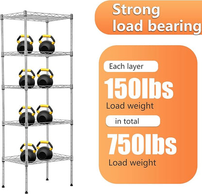 BestOffice | 5-Tier Wire Storage Shelves | 17x12x48 | Chrome | - Image 7