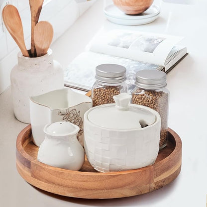 10" Acacia Wood Lazy Susan Organizer - Image 5