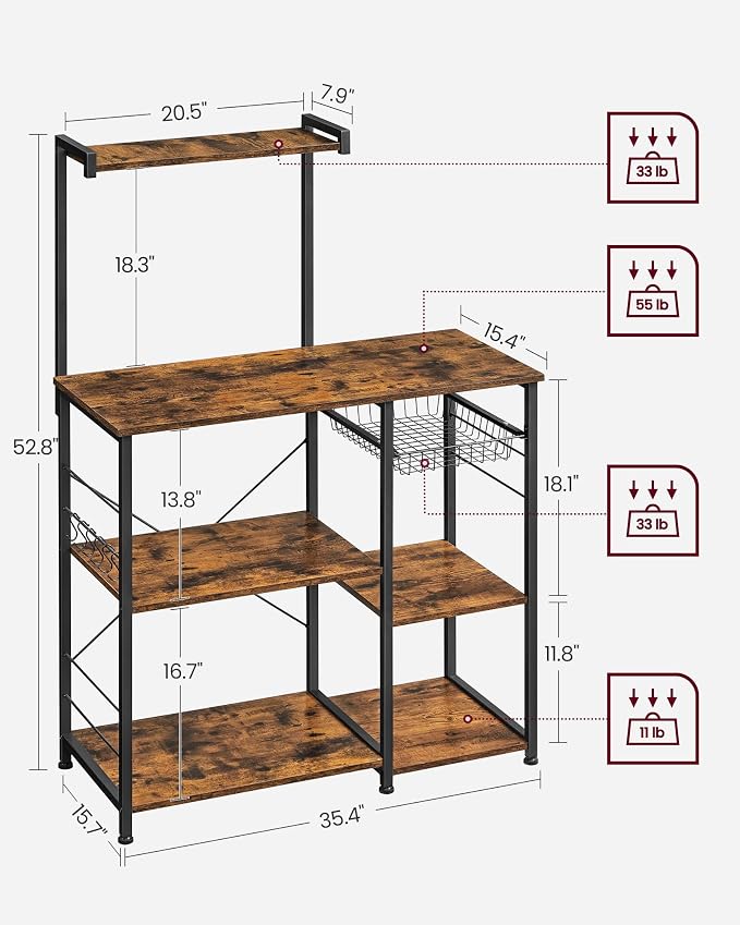 VASAGLE Baker's Rack, Microwave Stand, Kitchen Storage Rack - Image 6