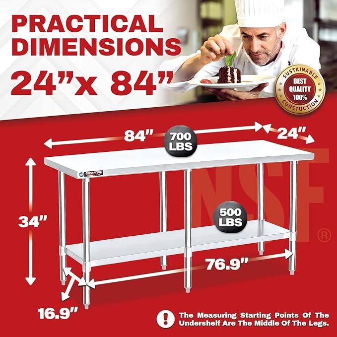 DuraSteel 24x84 Stainless Steel Work Table - Image 2