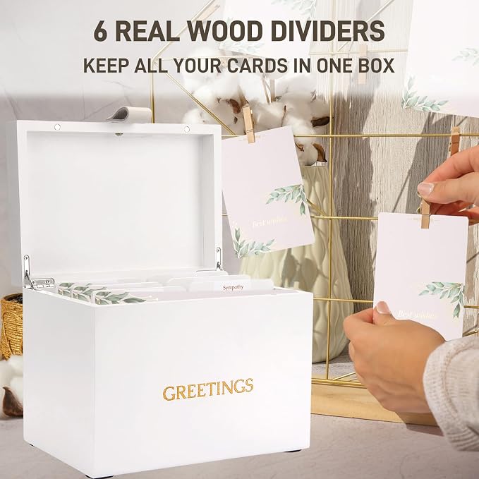 Large Bamboo Greeting Card Organizer Box - Image 6