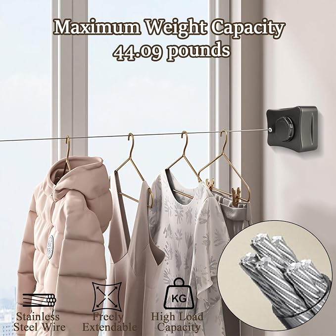 Retractable Clothesline, Retractable Outdoor Clothes Line, Heavy Duty Clothes - Image 2