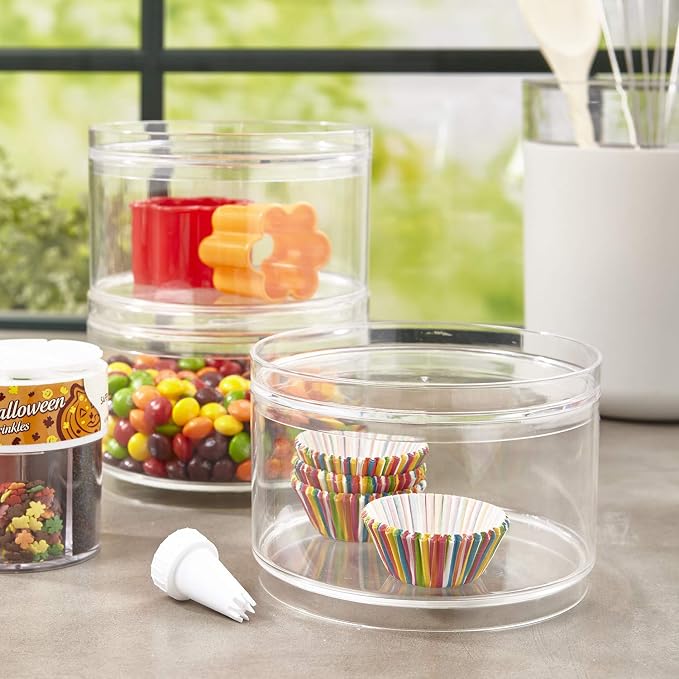 STORi Bella Stackable Clear Plastic Container Round Vanity Storage Organizers - Image 8