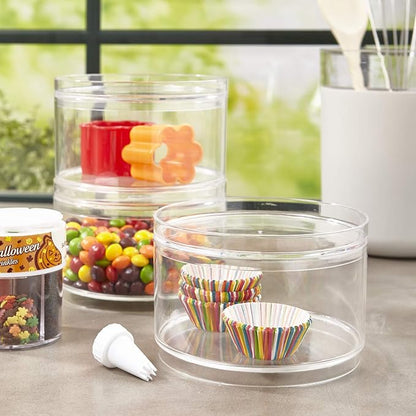 STORi Bella Stackable Clear Plastic Container Round Vanity Storage Organizers - Image 8